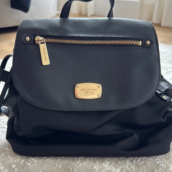 Michael Kors Handbags - Michael Kors Black Backpack with Gold-Tone Accents